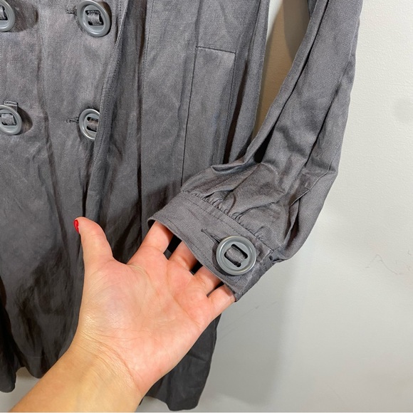Baia Linen Gray Trench Coat Size XS - Picture 7 of 8